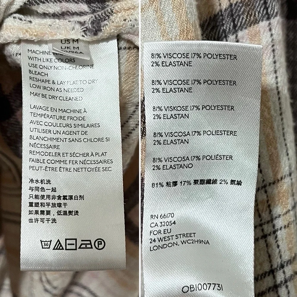 Free People Hidden Valley‎ Plaid Oversized Button Up Shirt Size M Boho Western